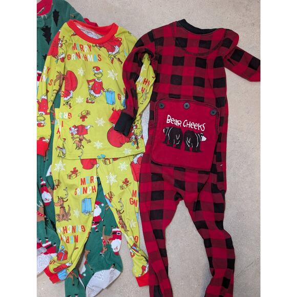 Toddler 2T Long Sleeve Christmas Pajamas-Bundle of 4 Lazy One Bear Cheeks Grinch - Picture 9 of 10